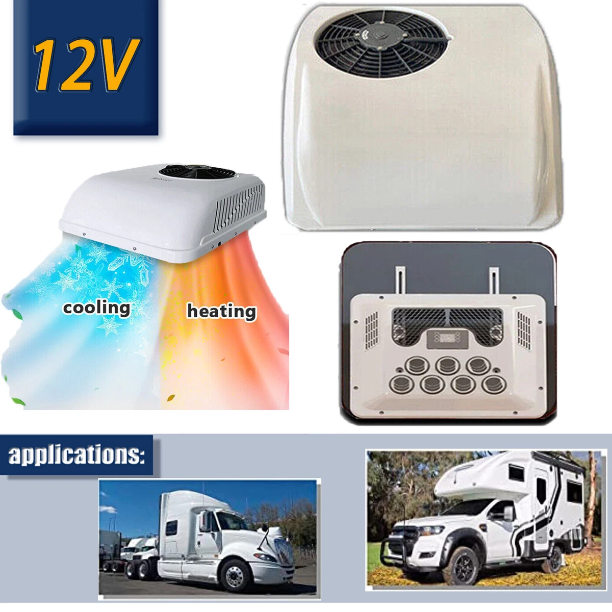 A/C Unit RV air conditioner Rooftop 12V fit Trailer Motorhome RV heat u0026amp;  cool | eBay