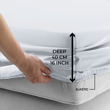 Extra Deep 40 cm Fitted Sheet Bed Sheet for Mattress Single Double King UK Size