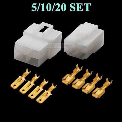 4 Pin/Way 6.3mm Electrical Multi Connector Plug Kit For Car Motorcycle Scooter - Picture 1 of 4