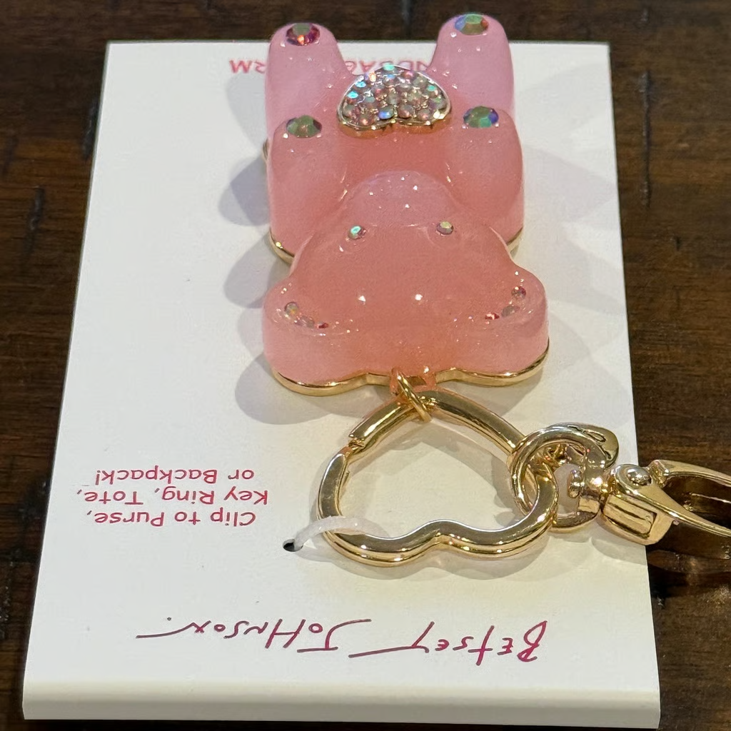 Betsey Johnson Hand Bag Charm Key Ring Clip Pink Gummy Bear