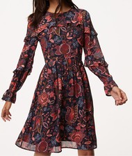 NWT Ann Taylor LOFT Floral Print Ruffle Trim Dress Size 4 Tall