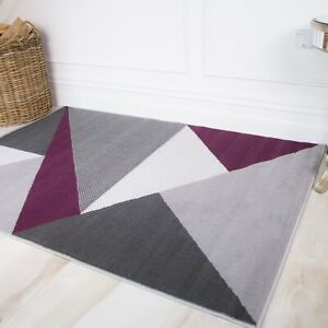 Modern Trendy Geometric Gray Purple, Geometric Pattern Area Rugs