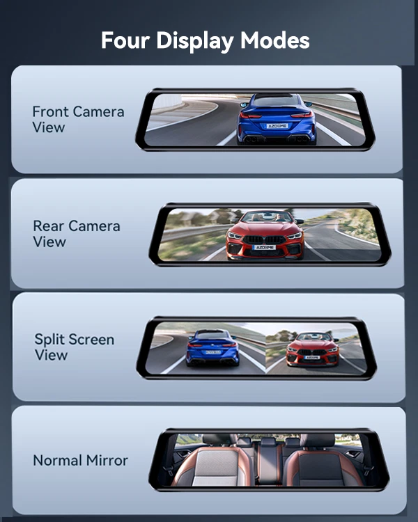 Espejo retrovisor AZDOME 12" Dash Cam 4K+1080P GPS WiFi6 DVR delantero + trasero Foto 4 de 4