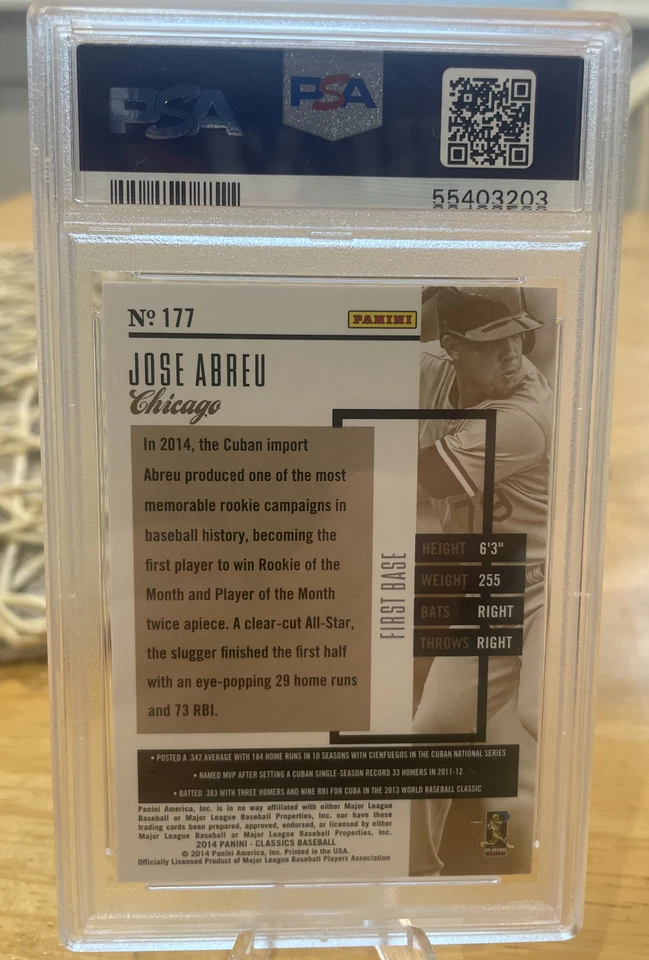 2014 Panini Classics Jose Abreu #177 PSA 10 GEM MT Rookie RC - Image 2 of 2