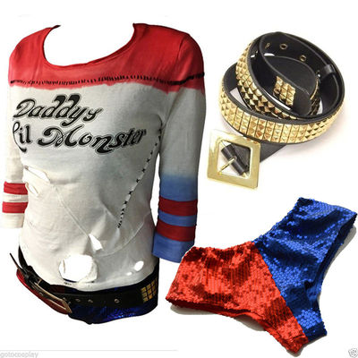Harley Quinn T-shirt Studded BELT PUDDIN Choker Bracelet