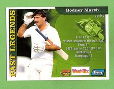 2002 WEETBIX  CRICKET CARD #34  RODNEY  MARSH  / #17 ADAM  GILCHRIST