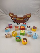 Brybelly Wooden Play set Toy Pirate Ship With Accessories Great Fun Kids Toy