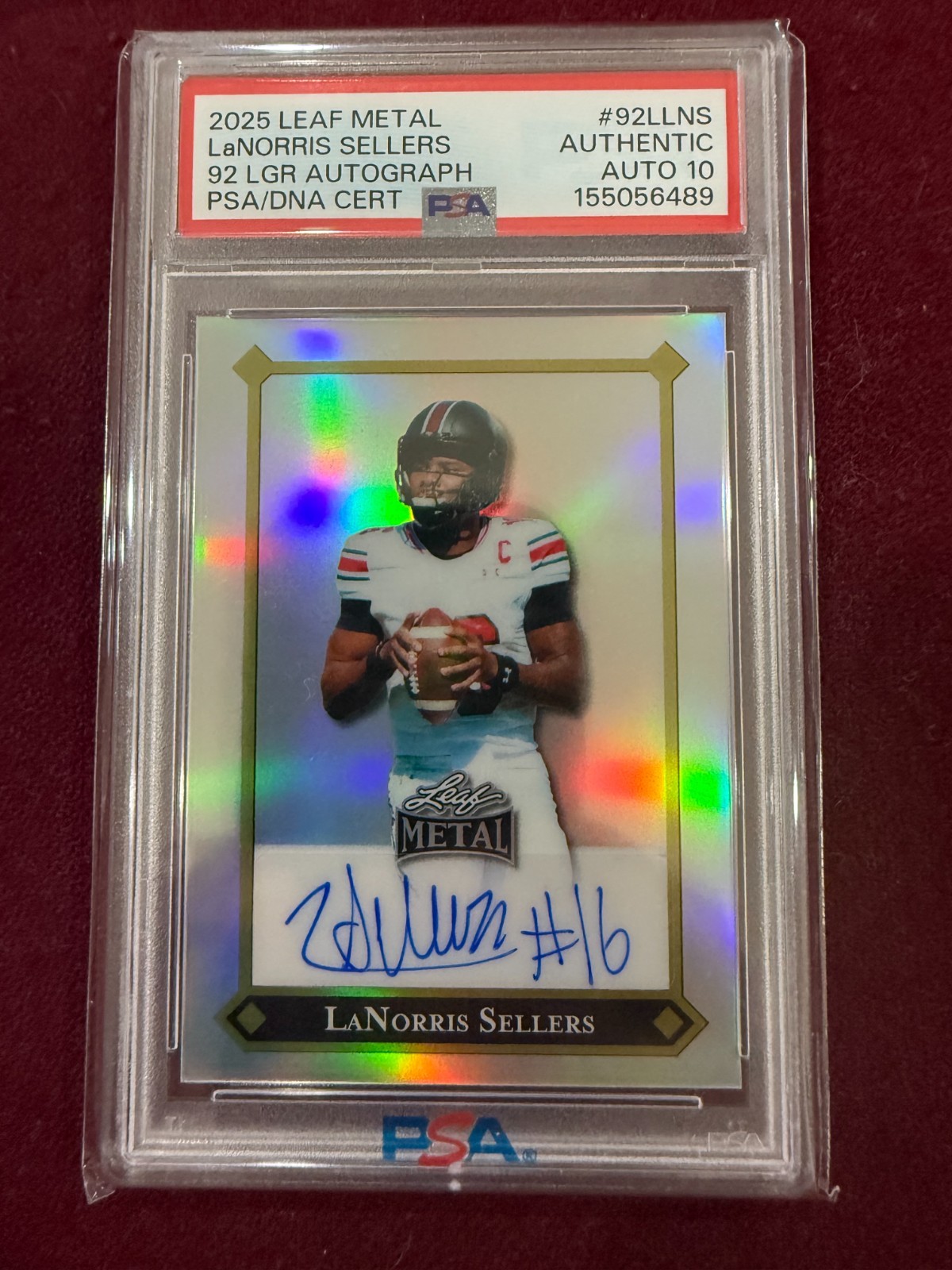 LaNorris Sellers 2025 Leaf Metal Silver Prismatic Auto 4/15 PSA 10 Auto Grade view 1