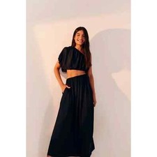 Farm Rio Black One Shoulder Cutout Maxi Dress Small 302289 Minimalist Resortwear