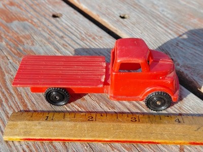 Vintage hard plastic red Pyro long bed truck   1950's Made in USA