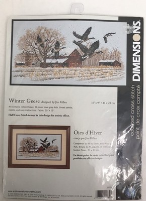 DIMENSIONS  Counted Cross Stitch Winter Geese Farm Scene 13732 NEW SEALED