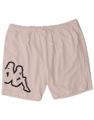 KAPPA Womens Graphic Sport Shorts UK 24 4XL White Cotton AW03