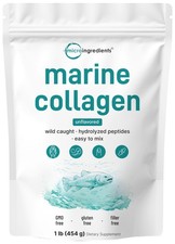 Marine Collagen Peptides Powder, 1 lb  Type I Marine Collagen  Natural Prot...