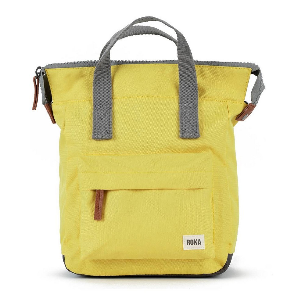 Roka Bantry B Small Recycled Canvas Weather Resistant Backpack Bag Custard Ye...