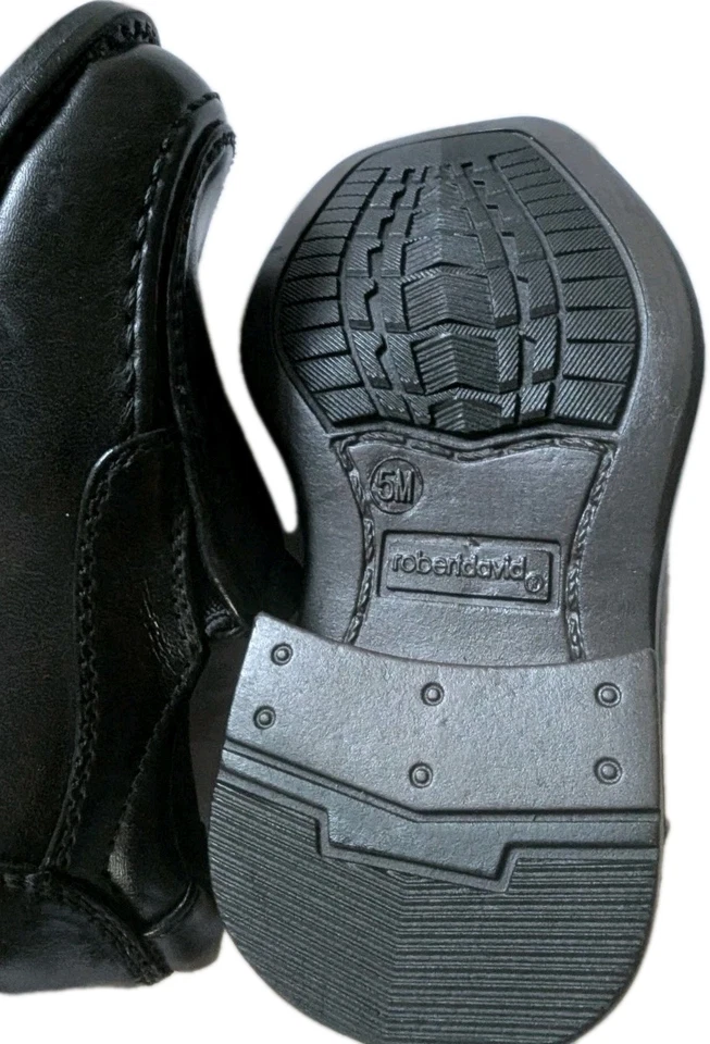 Zapatos de vestir negros sin cordones Robert David para niños pequeños - talla 5M Foto 4 de 4