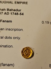 1748-54 Mughal Empire  1/2 Fanam Gold Coin