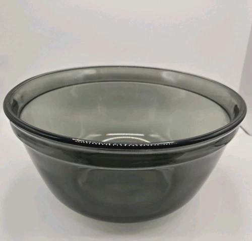 Vintage Anchor Hocking Ovenware Gray Black Glass Mixing Bowl 2.5qt USA