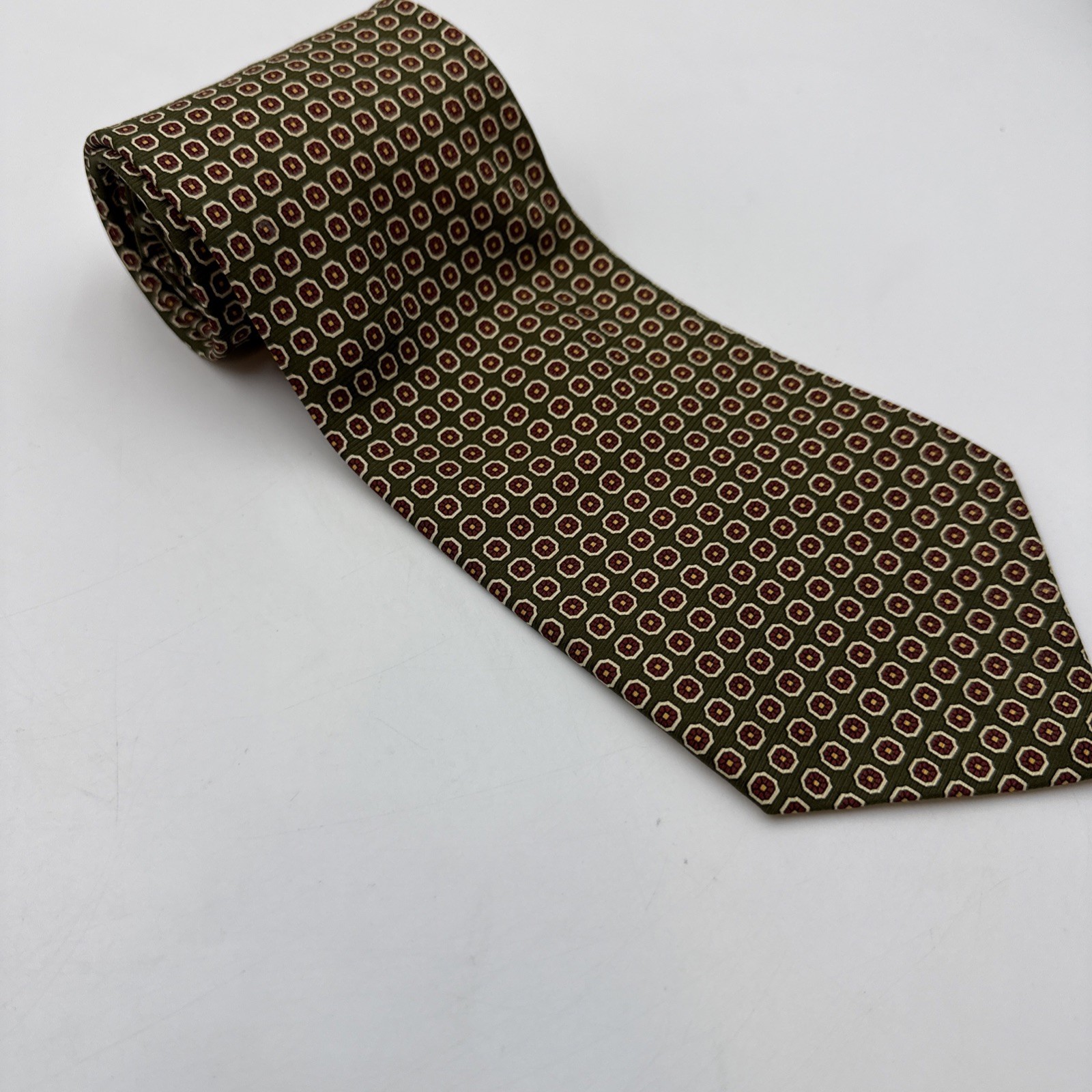Vintage Polo Ralph Lauren Tie Mens 100% Silk Green Red Geometric 58 X 33/4 USA
