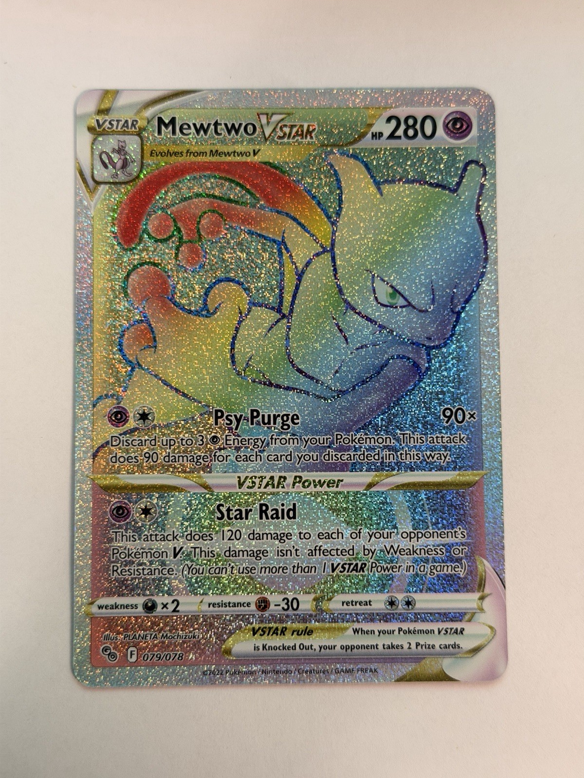 Pokemon Pokemon GO Mewtwo VSTAR 079/078 79/78 Rainbow Secret Rare NM