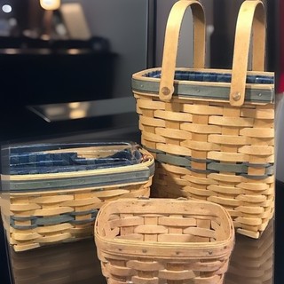 Lot Of 3 Vintage Longaberger Baskets 1988 & 1997 Collectors Club Handwoven