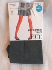 Hue Super Opaque Smooth Control Top Tights - 90 DEN - Gray - Size 2 NWT