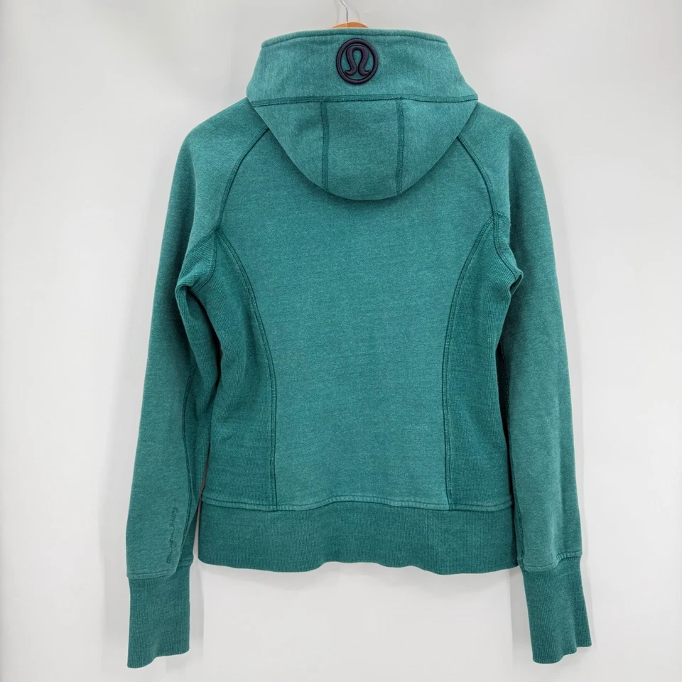 Sudadera con capucha de buceo Lululemon II para mujer 10 jaspeado verde azulado cremallera completa bordada Foto 3 de 4
