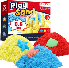 FURWEY 6.6Lbs Play Sand,Mixed Packaging of 3-Color Sensory Sand,Suitable for Chi