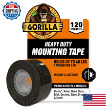 Gorilla Heavy Duty Double Sided Mounting Tape 1"x120" Black Weatherproof Indoor/