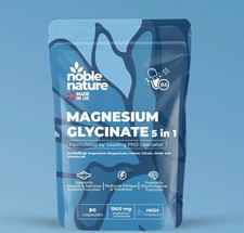 Noble Nature Magnesium Glycinate 1900mg 5-in-1 Supplement | High Strength | 90 C 0.16 per thousand milligrams