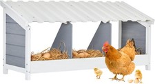 3 Holes Chicken Nesting Box-All Weather PVC Roof, Natural Wood Design with Pr...