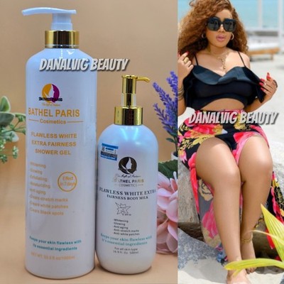 Flawless White Extra Fairness Whitening Body Milk Lotion + Shower Gel (2Pcs Set)