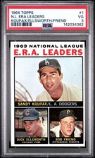 1964 TOPPS N.L. ERA LEADERS #1 KOUFAX ELLSWORTH FRIEND PSA 3