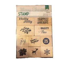 American Craft Wood Rubber Christmas Stamps Set Of 11