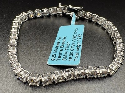  5mm Moissanite VVSD Color 925 Silver 7  Long 16.20 CTW NIB Free Shipping