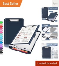 Clipboard with Storage, Clip Board 8.5 x 11 with Pen Holder, Plastic Organiza...