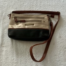 Stone Mountain Colorblock Shoulder Bag with Outer Pockets Beige Black Brown