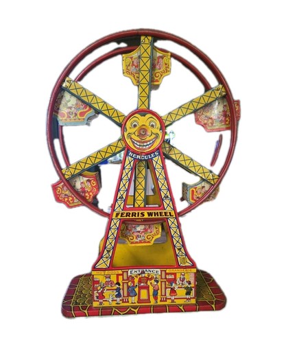 J Chein Hercules mechanisches Riesenrad Blech Litho Aufziehspielzeug