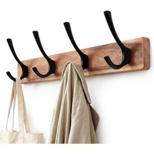 Coat Rack Wall Mount,Acacia Wood Coat Hooks Wall Mount,15" Wall Coat Rack with
