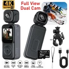 4K HD Dual Pocket Action Camera 180° Rotation WiFi Vlog Handheld Sports Cam Ved