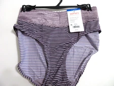 Warners HIPSTER Panties No Pinching Lace dig free 5609 Purple stripe Poly ~ 8/XL