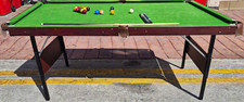 6ft Snooker/Pool Table with Folding Legs, Green Felt Top all balls and 2 cues