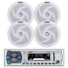 Pyle PLMRB29W Bluetooth Marine MP3/USB AM/FM Radio, 4x 4" Waterproof Speakers