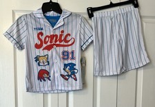 Sonic the Hedgehog Boys Pajama Set - Baseball theme - 2 Pc -Size Small 6/7 NWT