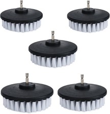 5 Piece 4 inch Drill Brush Soft Bristle White Quick Change Shaft Power Scrubber