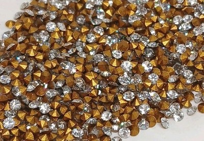 Vtg Swar.Rhines 10gross 1st Quality PP13 Crystal Gold Foiled Pointe Back Austria