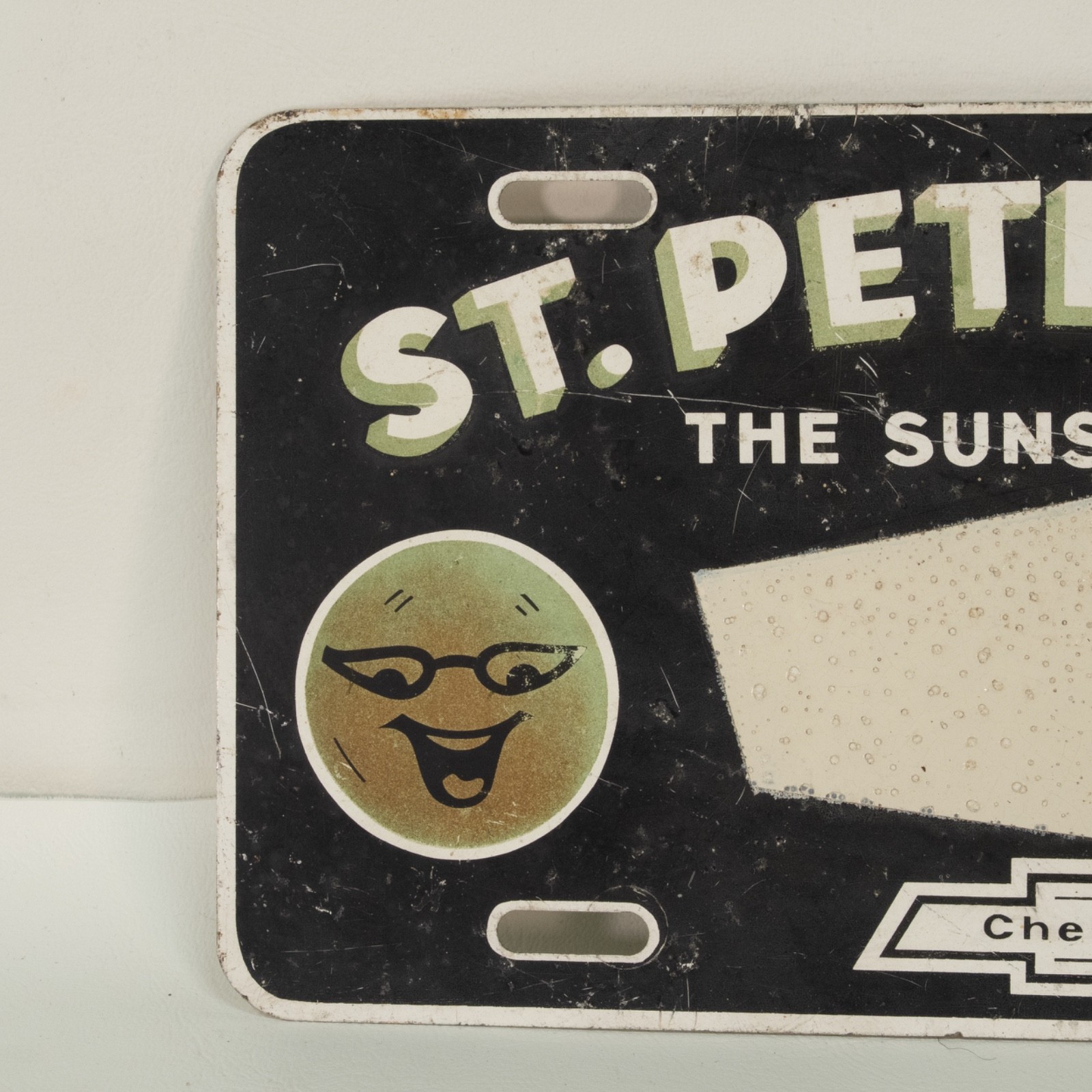 Rare 1950s ST. PETERSBURG FL Ross Chevrolet Dealer Booster License Plate MR.SUN 