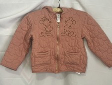Disney Parks Pink Mauve Mickey and Minnie Mouse Quilted Jacket Coat Girls 7/8