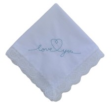 Garters - Love You Lace Wedding Bridal Handkerchief With Blue Embroidery Brid...