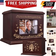 Cremation Urns for Human Ashes, Wooden Urn for Ashes Adult Male Female, Woode...