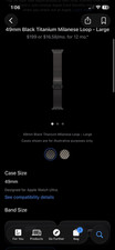 Apple 49mm Black Titanium Milanese Loop Band, Large, for Apple Watch Ultra